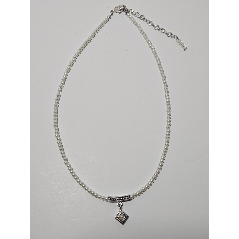 Napier Vintage Faux Pearl Choker Necklace Diamond Pendant Solitaire Stud Earring